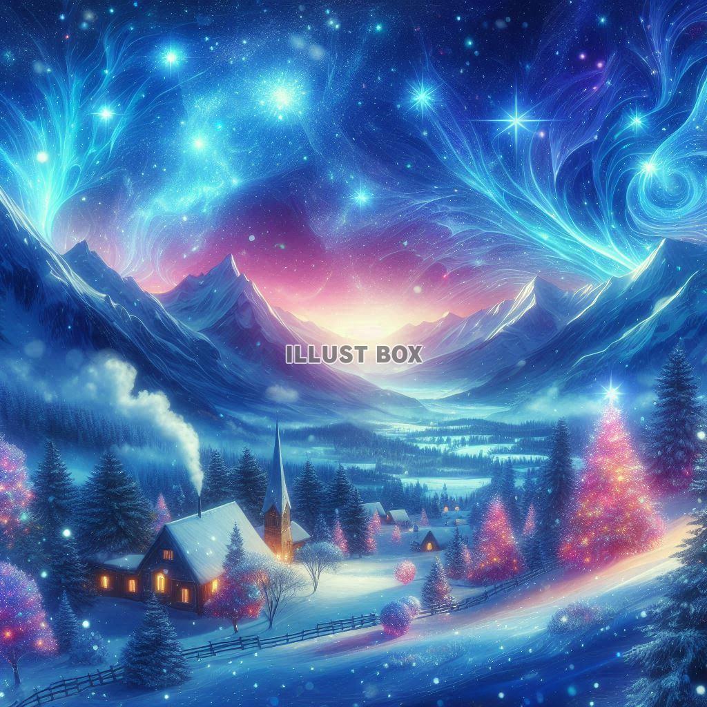 幻想的な風景　クリスマスのイラスト