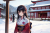 着物姿の女性　イラスト　元旦に初詣　女子高生　No1258