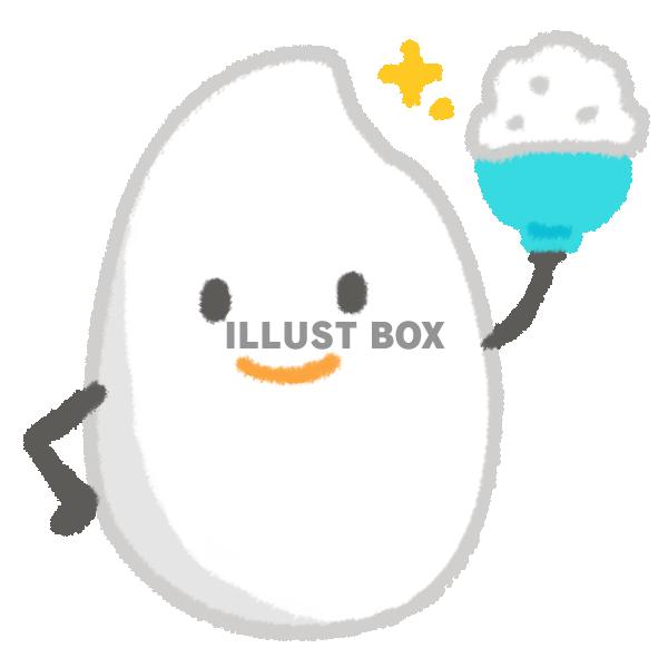 ご飯を持ったお米のキャラクター(透過png)