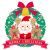 MERRY CHRISTMASメッセージ付きのクリスマスリースとサンタクロース