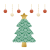 和柄のクリスマスツリーとオーナメント