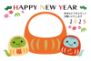 2025年巳年干支だるまのフォトフレーム年賀状/横02/png