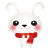 白うさぎ赤マフラー