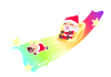 クリスマスプレゼントを届けるサンタクロースとトナカイ