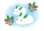 雪兎と南天のワンポイントイラスト