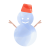 水彩風の赤色い帽子をのせた雪だるま