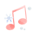 水彩風の音符と雪の結晶　ピンク
