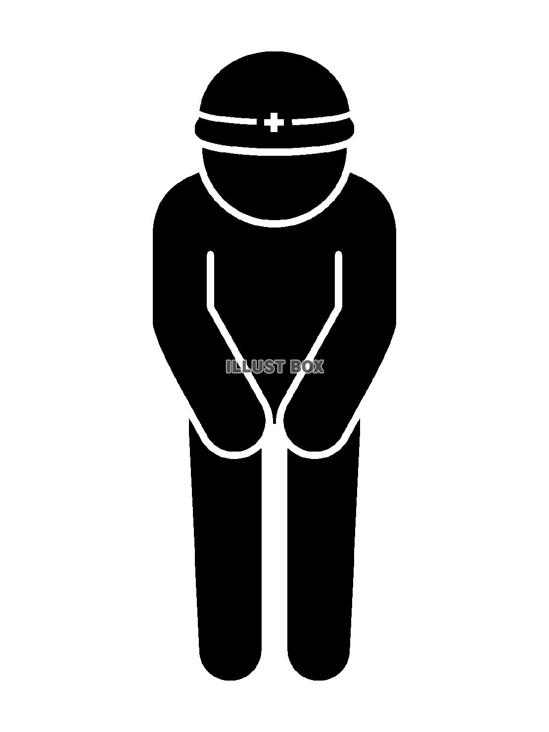 お辞儀をするヘルメットの人