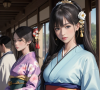 着物姿の女性　成人式　イラスト　　No6