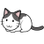 香箱座りする猫　白黒猫