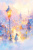 クリスマスなファンタジー背景や便せんに使いやすい絵本の様な水彩イラスト背景