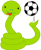 サッカーと遊ぶヘビ（巳年年賀状素材）２