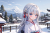 着物姿の女性　イラスト　元旦に初詣　No41