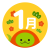 1月　巳だるまと松と梅の花　黄