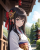 着物姿の女性　イラスト　元旦に初詣　No56