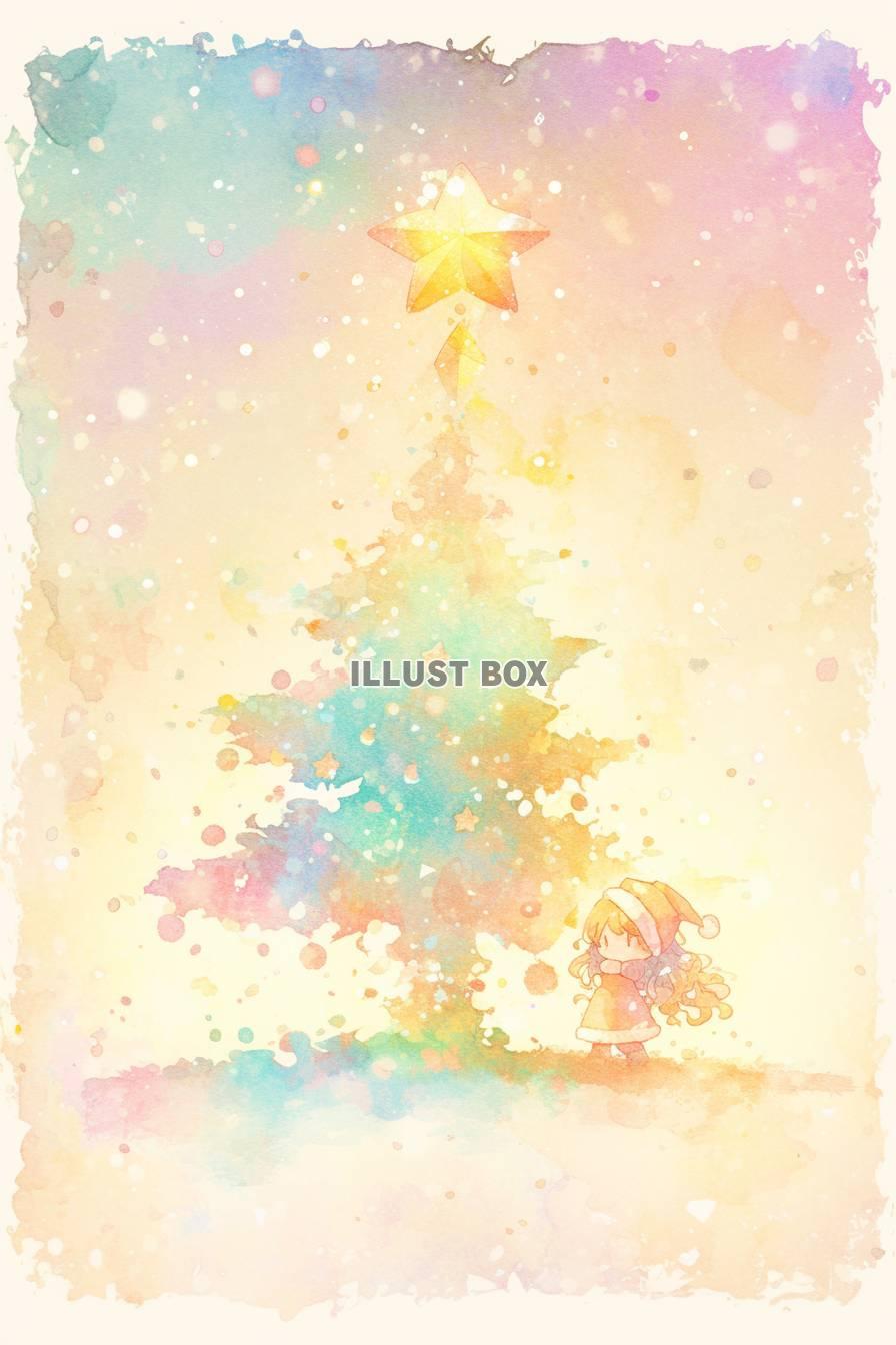 クリスマスなファンタジークリスマスツリーの背景や便せんに使い...