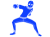 青色の拳を構える戦闘員のシルエット