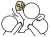 お金を取り合いする棒人間