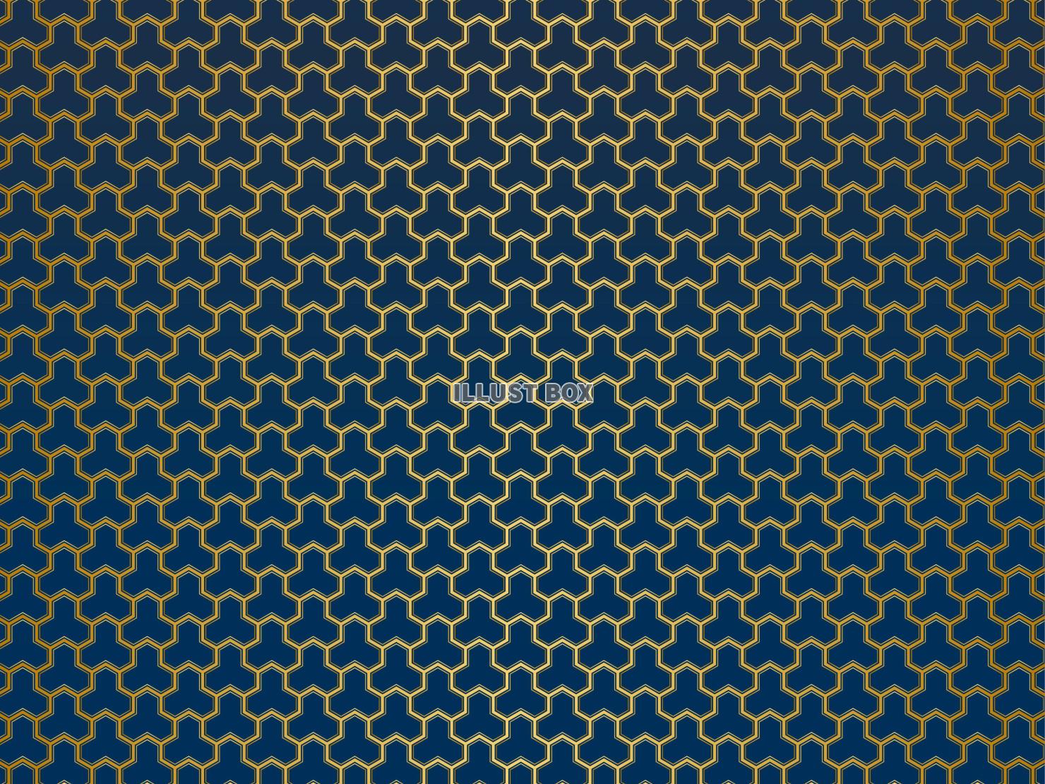 濃い紺色と金の和柄背景イラスト