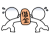 借金を押し付け合う棒人間