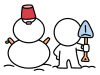 雪だるまを作る棒人間