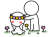 花輪のプレゼントを喜ぶ棒人間