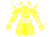 黄色の全身を鎧で武装している魔王のシルエット