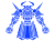 青色の全身を鎧で武装している魔王のシルエット