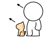 斜め上を見る棒人間と猫