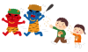 豆まきをする子供達のイラスト