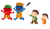 豆まきをする子供達のイラスト