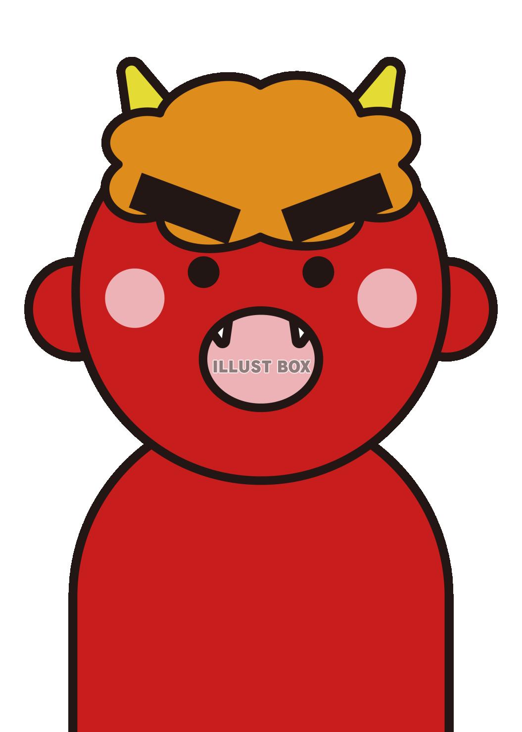 3_節分_2月・赤鬼・上半身・怒る