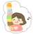 雲の中に入った七色のアイスを持った女の子(透過png)