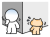 お互いを探す棒人間と猫