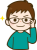 ドヤ顔をするメガネをかけた男の子