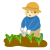 野菜が育って笑顔の男性(透過png)