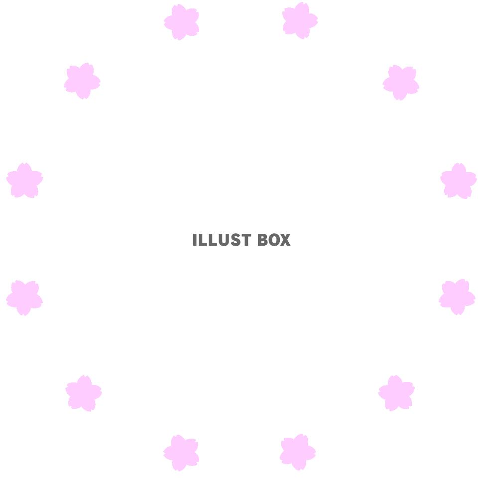 桜の花の丸形フレーム３－４（入学・卒業）