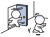 扉を開けて入ってくる人に驚く棒人間