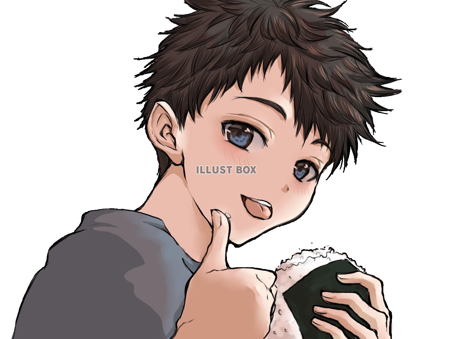 おにぎりを食べる男の子