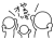 やるぞオーッとガッツポーズをとる棒人間