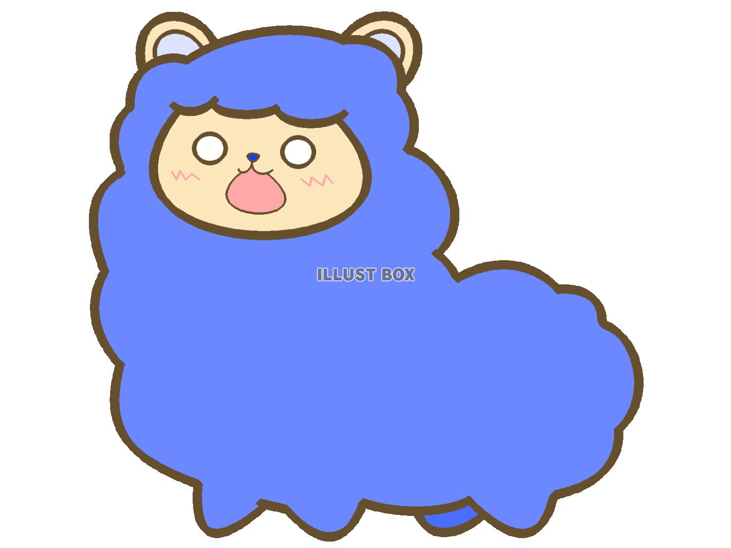 青色モチーフのかわいいアルパカ