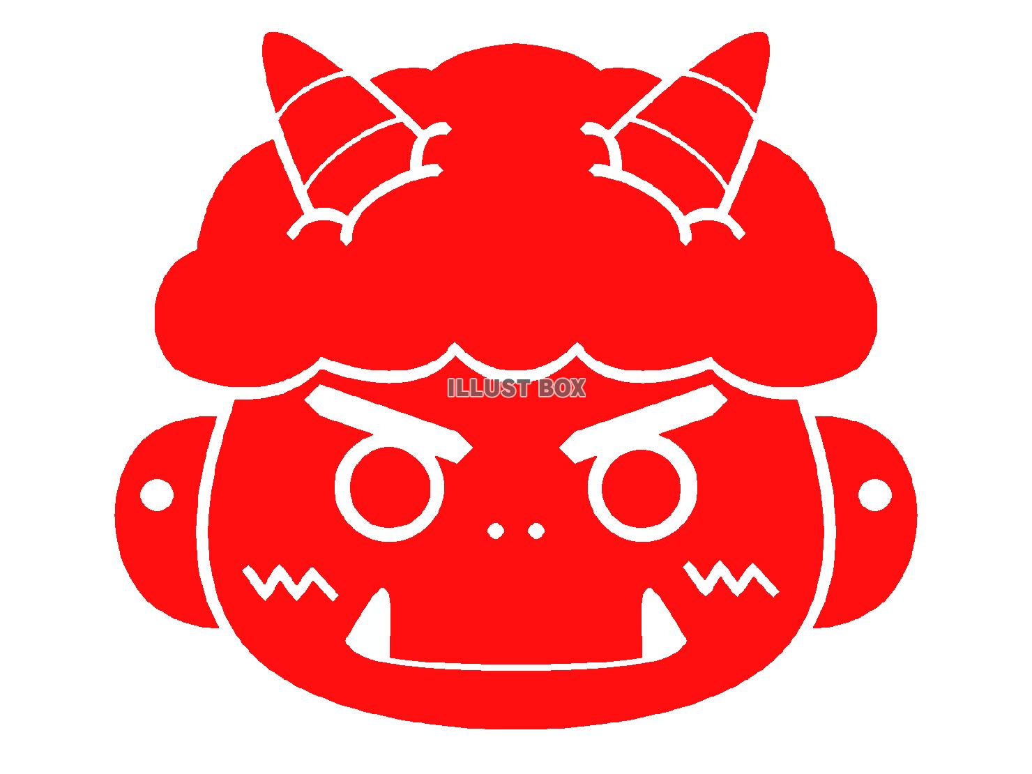 赤色のかわいい鬼のシルエット