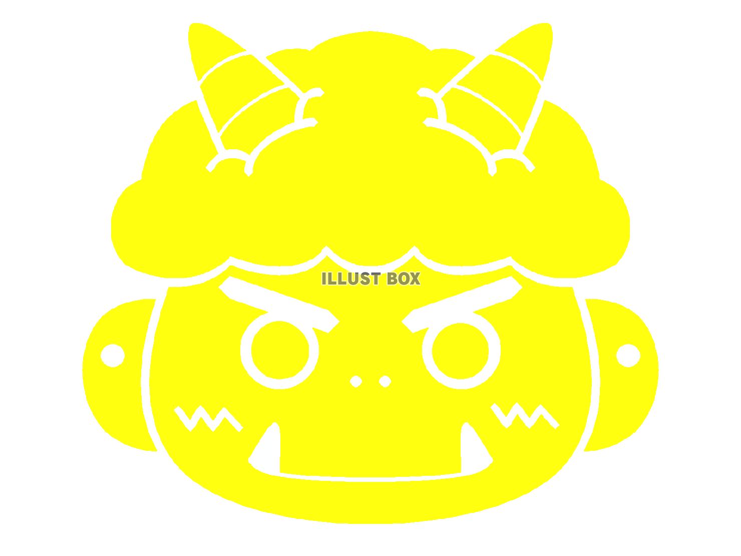 黄色のかわいい鬼のシルエット
