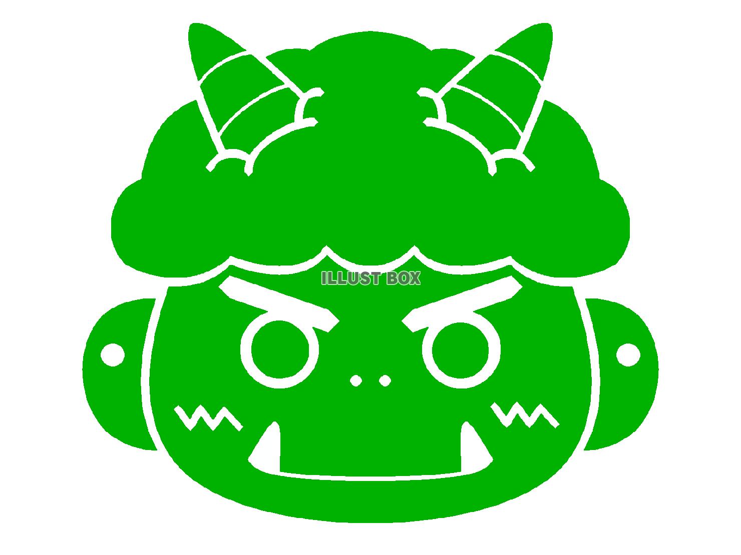 緑色のかわいい鬼のシルエット