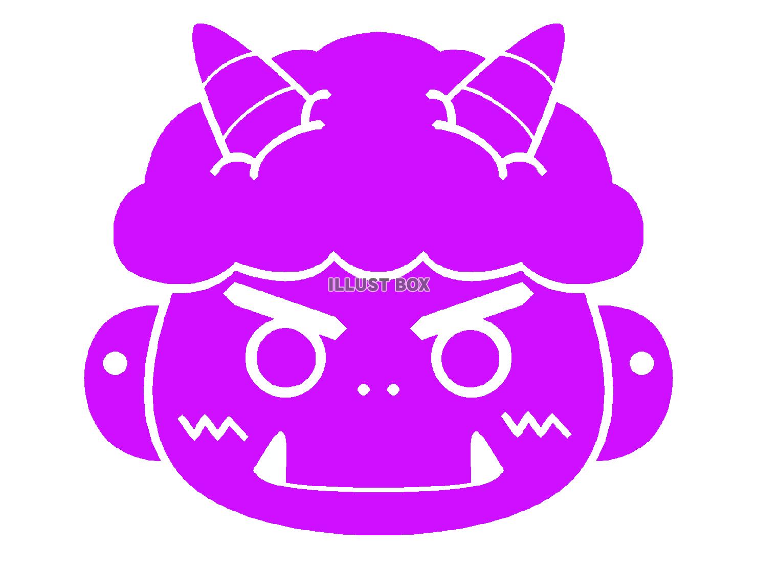 紫色のかわいい鬼のシルエット