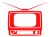 赤色の昔風のテレビのシルエット