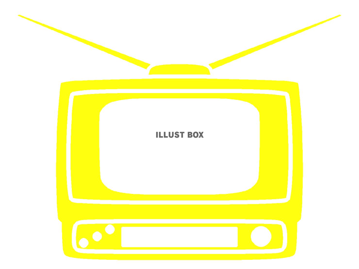 黄色の昔風のテレビのシルエット