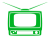 緑色の昔風のテレビのシルエット