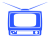 青色の昔風のテレビのシルエット