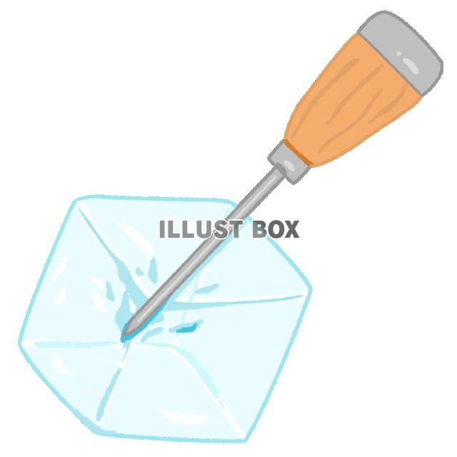 アイスピックで氷を砕いている所(透過png)